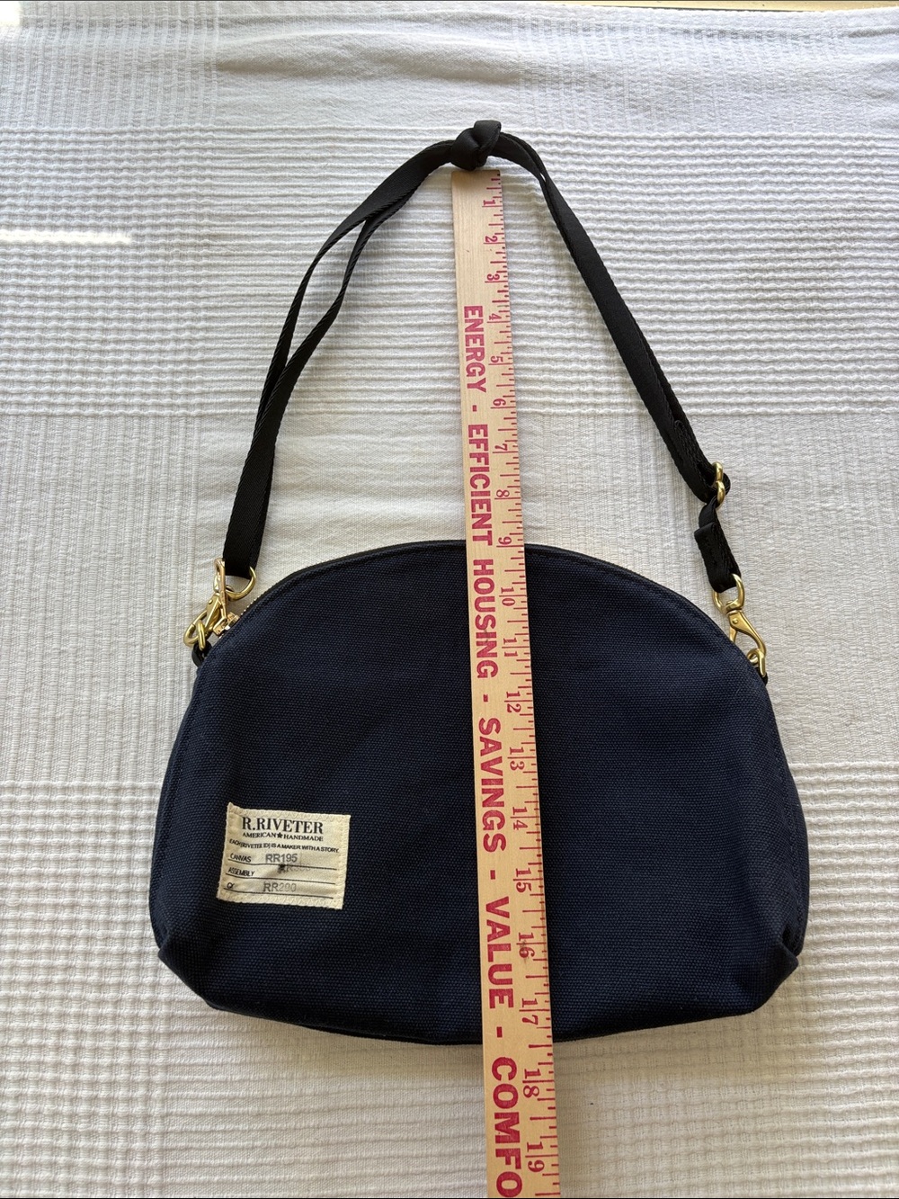 R. Riveter Navy Canvas Crossbody Bag with Adjustable Strap - Picture 2 of 9
